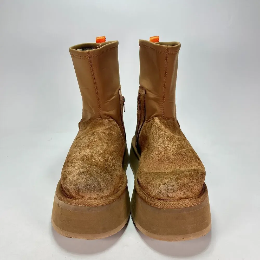 UGG Classic Dipper Chestnut Neoprene Side Zip Platform Ankle Boots Womens Size 9
